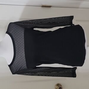 August Silk Size S Black Sheer Upper Lightweight Sweater, New Without Tag